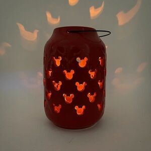 Disney ORANGE Mickey Minnie Ceramic Garden Lantern 7" Inside Outside